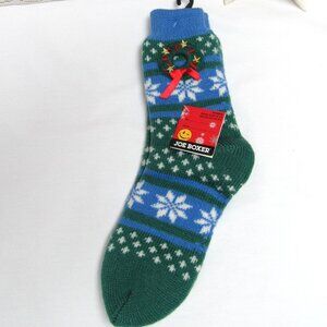 JOE BOXER Women CHRISTMAS WREATH SOCKS Sz 9-11 Warm Holiday K-Mart Blue Green
